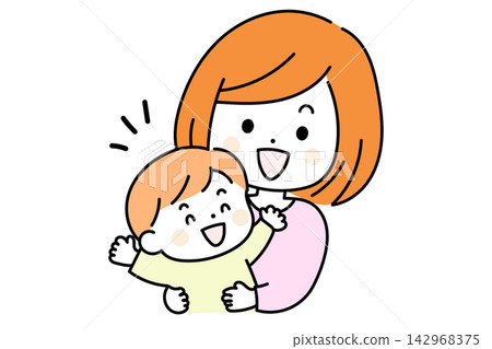 A mother and child smiling with joy A mother and child smiling with joy 142968375