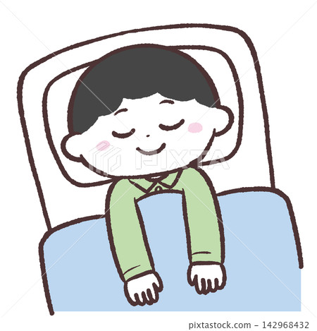 一個熟睡的男孩的插圖 一個熟睡的男孩的插圖 142968432