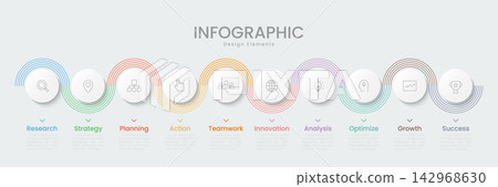 Infographic 10 options design elements for your business data. Vector Illustration. Infographic 10 options design elements for your business data. Vector Illustration. 142968630