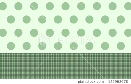 Pastel green polka dot background with dark green plaid border template Pastel green polka dot background with dark green plaid border template 142968678