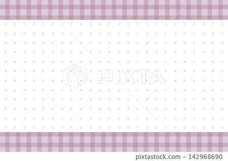 Pastel pink gingham border background with white grid dot pattern and copy space. Pastel pink gingham border background with white grid dot pattern and copy space. 142968690
