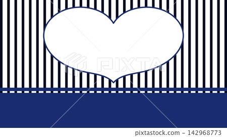 Vintage dark blue heart frame template on vertical pin stripe background with copy space. Vintage dark blue heart frame template on vertical pin stripe background with copy space. 142968773