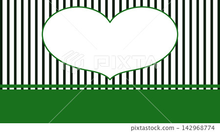Vintage dark green heart frame template on vertical pin stripe background with copy space. Vintage dark green heart frame template on vertical pin stripe background with copy space. 142968774