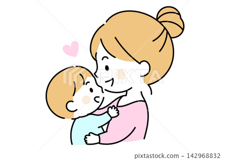 A mother holding her child and gazing into each other's eyes. A mother holding her child and gazing into each other's eyes. 142968832