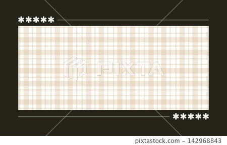 Pastel yellow plaid frame template with white flower accents on dark background 142968843