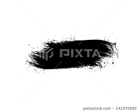 Ink brushstroke and paintbrush template with splashes grunge. black ink brush stroke. Dirty artistic design elements Ink brushstroke and paintbrush template with splashes grunge. black ink brush stroke. Dirty artistic design elements 142970093