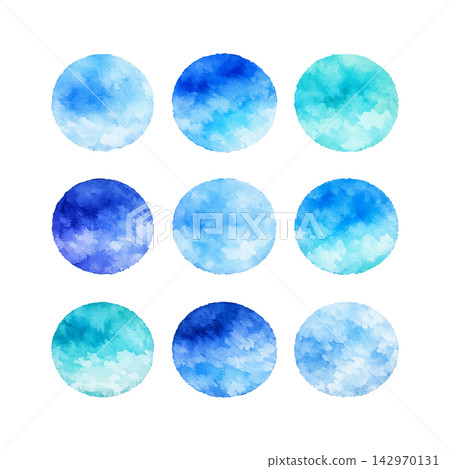 Set of Blue watercolor circle shape Set of Blue watercolor circle shape 142970131