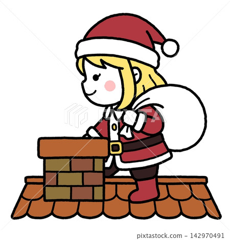 一個女聖誕老人走進了煙囪 一個女聖誕老人走進了煙囪 142970491
