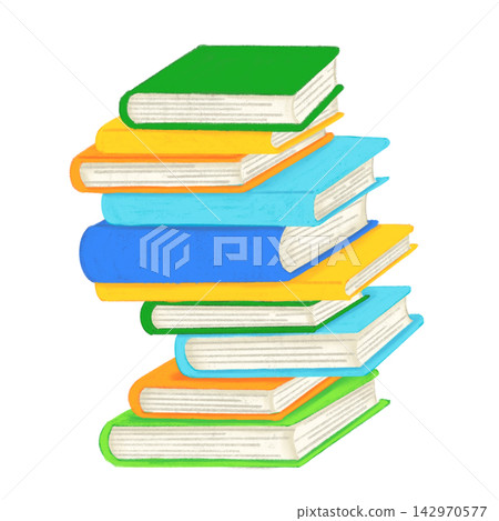 彩色書籍堆疊插圖 彩色書籍堆疊插圖 142970577