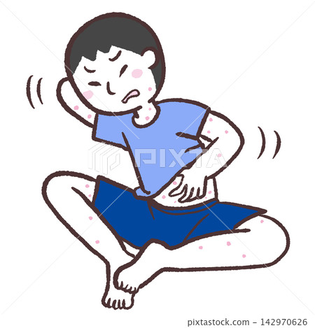 圖解:一名男子身上長滿了搔癢的蕁麻疹。 圖解:一名男子身上長滿了搔癢的蕁麻疹。 142970626