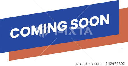 Coming soon banner with diagonal stripes in blue and orange tones design Coming soon banner with diagonal stripes in blue and orange tones design 142970802