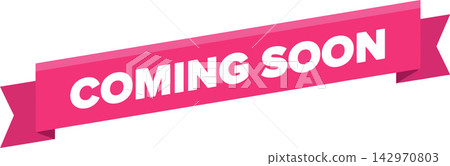 Pink ribbon banner with coming soon text vector silhouette design Pink ribbon banner with coming soon text vector silhouette design 142970803