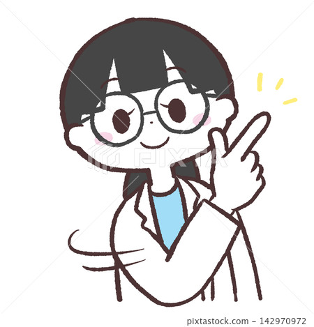 一位身穿白色實驗服的女士的插圖 一位身穿白色實驗服的女士的插圖 142970972