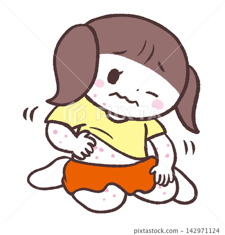 一幅女孩身上長蕁麻疹的插畫 一幅女孩身上長蕁麻疹的插畫 142971124