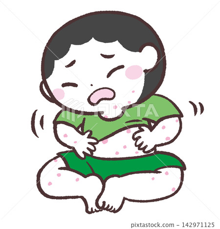 男孩身上長蕁麻疹的插畫 142971125