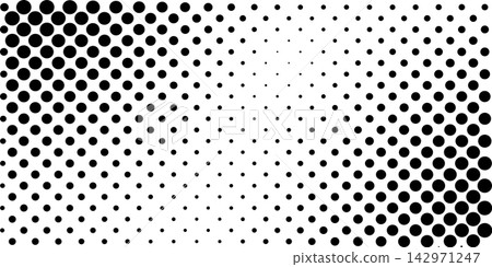Corner halftone texture. Dotted gradient pattern background. Abstract faded pop art wallpaper Corner halftone texture. Dotted gradient pattern background. Abstract faded pop art wallpaper 142971247