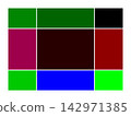 Modern bento grid layout design with geometric shapes and color blocks 142971385