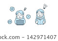An illustration depicting an active senior diligently working on risk reduction (a set of materials showing the challenges of DX and how to learn from them to solve them). 142971407
