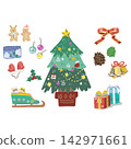 Christmas material set including trees and sleighs 142971661