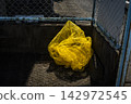 Yellow net for food waste to deter harmful birds 142972545