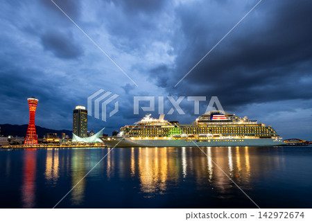 Kobe Port night view and Asuka III Kobe Port night view and Asuka III 142972674
