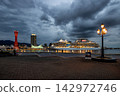 Asuka III anchored in Kobe Port at dusk. 142972746