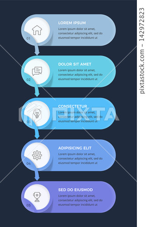 Vertical Process Flow Infographic Template with Five Steps Vertical Process Flow Infographic Template with Five Steps 142972823