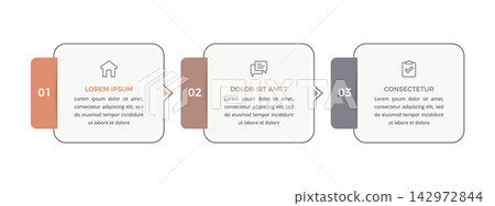 Three Step Infographic Template With Connected Process Panels 142972844