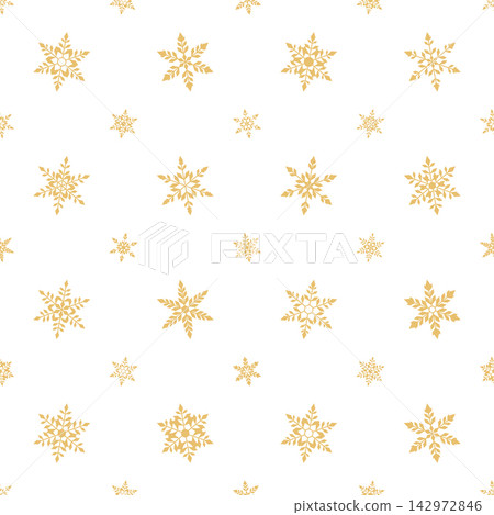 Gold Snowflakes Seamless Pattern on White Background Gold Snowflakes Seamless Pattern on White Background 142972846
