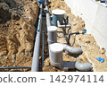 Waterworks at construction site 142974114