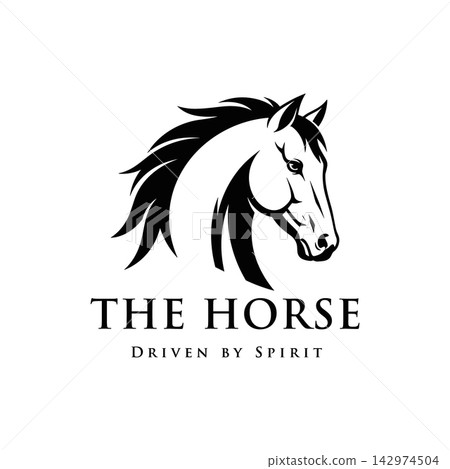 Elegant horse head logo, equestrian emblem with text, vector illustration isolated on white background Elegant horse head logo, equestrian emblem with text, vector illustration isolated on white background 142974504