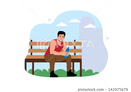 young man sitting in park chair. vector illustration design young man sitting in park chair. vector illustration design 142975679