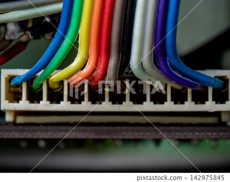 Wires and small electronic devices on circuit boards Wires and small electronic devices on circuit boards 142975845