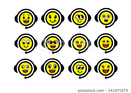 Emoticon set. Emoticon smiley faces. Vector illustration. Emoticon set. Emoticon smiley faces. Vector illustration. 142975879