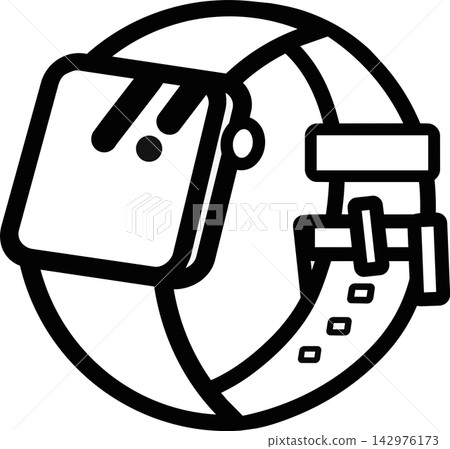 智慧手錶的線條藝術插圖 智慧手錶的線條藝術插圖 142976173