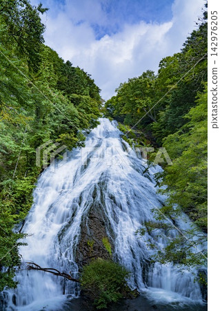 A waterfall cascading down a valley (Tohoku region) A waterfall cascading down a valley (Tohoku region) 142976205