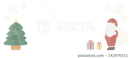 可愛的聖誕相框插畫，水彩風格 142976532