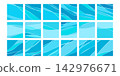 A set of square design elements with a translucent blue color scheme; vector illustrations for collages, banners, and backgrounds. 142976671