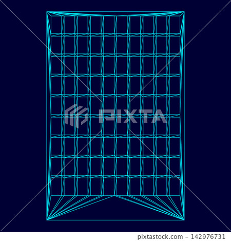 Building low poly triangulation triangulated polygonal electric cyan blue vibrant aqua neon color vector illustration image outline contour line Building low poly triangulation triangulated polygonal electric cyan blue vibrant aqua neon color vector illustration image outline contour line 142976731