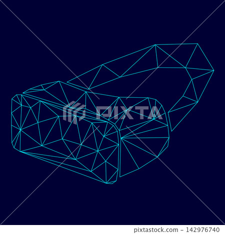 VR glasses low poly triangulation triangulated polygonal electric cyan blue vibrant aqua neon color vector illustration image outline contour line VR glasses low poly triangulation triangulated polygonal electric cyan blue vibrant aqua neon color vector illustration image outline contour line 142976740