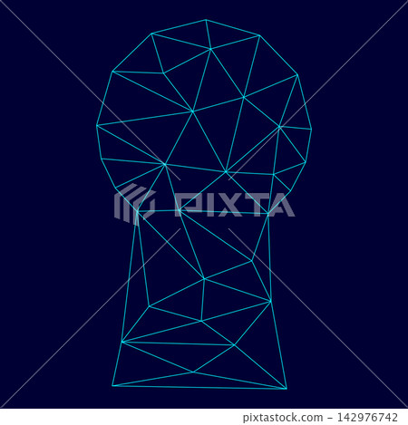 Keyhole low poly triangulation triangulated polygonal electric cyan blue vibrant aqua neon color vector illustration image outline contour line 142976742