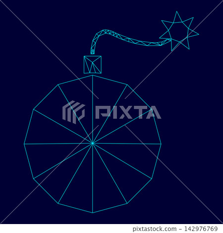 Bomb low poly triangulation triangulated polygonal electric cyan blue vibrant aqua neon color vector illustration image outline contour line Bomb low poly triangulation triangulated polygonal electric cyan blue vibrant aqua neon color vector illustration image outline contour line 142976769