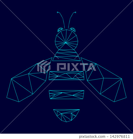 Bee low poly triangulation triangulated polygonal electric cyan blue vibrant aqua neon color vector illustration image outline contour line Bee low poly triangulation triangulated polygonal electric cyan blue vibrant aqua neon color vector illustration image outline contour line 142976811
