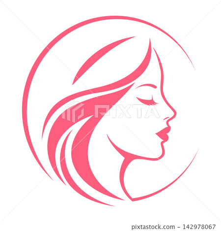 Elegant Female Face and Hair Beauty Logo Vector Elegant Female Face and Hair Beauty Logo Vector 142978067