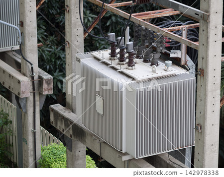 Electrical Power Transformer at Outdoor Utility Substation Electrical Power Transformer at Outdoor Utility Substation 142978338