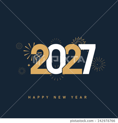 2027 Happy New Year, New years eve Typography Greating post Banner Background 2027 Happy New Year, New years eve Typography Greating post Banner Background 142978766