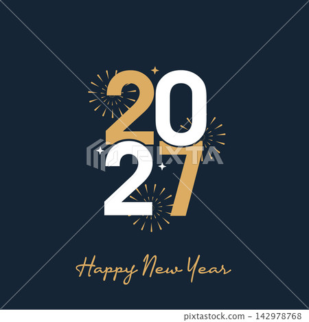 2027 Happy New Year, New years eve Typography Greating post Banner Background 2027 Happy New Year, New years eve Typography Greating post Banner Background 142978768