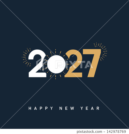 2027 Happy New Year, New years eve Typography Greating post Banner Background 2027 Happy New Year, New years eve Typography Greating post Banner Background 142978769