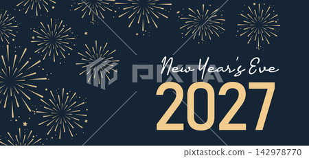 2027 Happy New Year, New years eve Typography Greating post Banner Background 2027 Happy New Year, New years eve Typography Greating post Banner Background 142978770