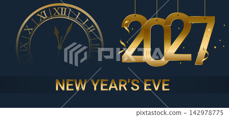 2027 Happy New Year, New years eve Typography Greating post Banner Background 2027 Happy New Year, New years eve Typography Greating post Banner Background 142978775